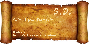 Sólyom Dezső névjegykártya